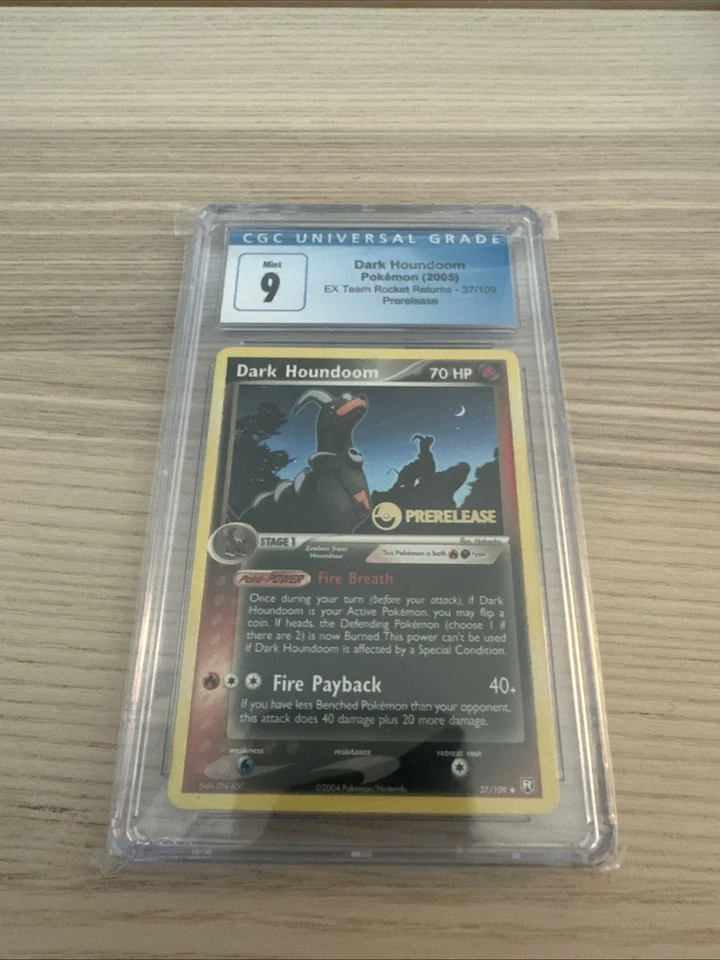 Pokemon CGC 9 MINT Dark Houndoom 37/109 Team Rocket Returns Prerelease PSA - Image 1 of 1