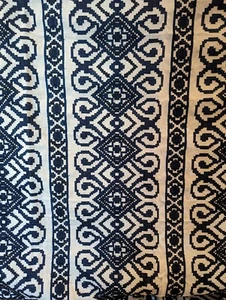 Fabricut Fabric. Embroidery. Marine Blue Color. Linen Blend Fabric. 3 Yds. - Picture 1 of 5