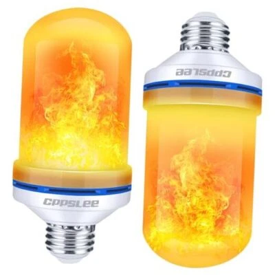  LED Flame Light Bulbs, 4 Modes Flickering Light Bulbs, E26 2 Pack - Yellow - Image 1 of 4