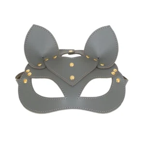 Ledermaske, Kätzchenfetischmaske. Grau - Bild 1 von 21
