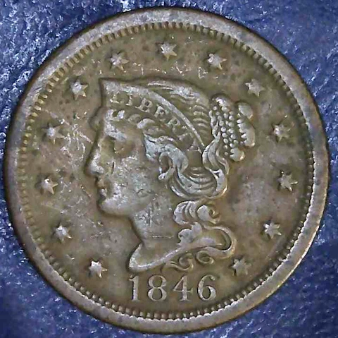 1846 Large Cent, Braided Hair - Tall Date - Better Coin        (LJ18) Cover