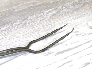 Vintage Chippy Green Wood Handle Long BBQ Fork -Hot Dog Stick Spear 22" Long - Picture 1 of 6