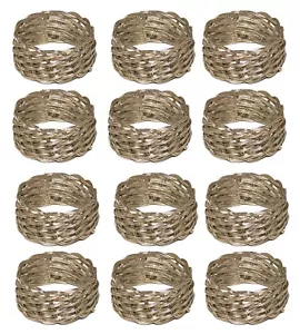 Napkin Rings Woven Silver Wire Table Decor 1.75"D 7/8"Wide Set/12 - Picture 1 of 2