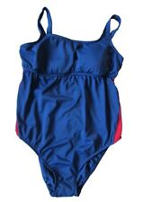 Prego Blue Red Padded Pregnancy One Piece Swimsuit Women's Size Medium 