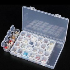 Clear Plastic 28 Slots Adjustable Jewelry Storage Box Case Craft Organizer Beads