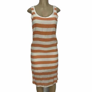 GLAM Streifen orange ärmellos 100 % Seide gerade Bleistift Kleid Größe S lässig $ 90 - Bild 1 von 16