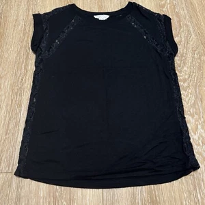 Forever 21 Black & Gold Lace Long Jersey T-Shirt S Small Damen - Bild 1 von 5