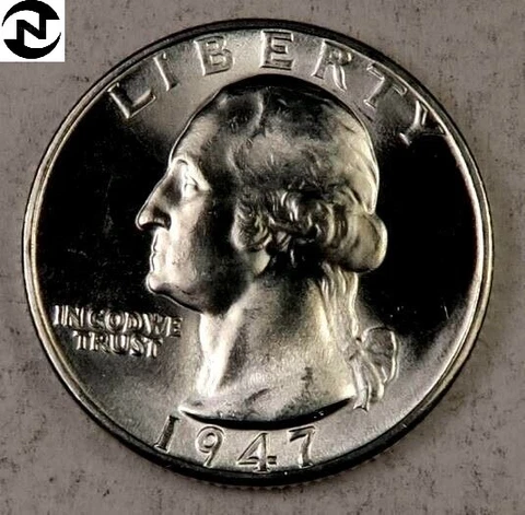 1947-D Washington Quarter ~ Gem BU ~ 90% Silver ~ 1 Coin Cover