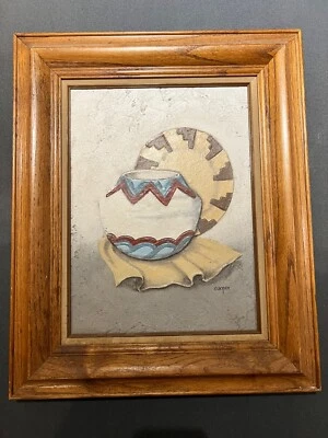 Wayne Cooper 12”X16” Framed Basket & Pot - Vintage Western Style Oil Painting - Изображение 1 из 4