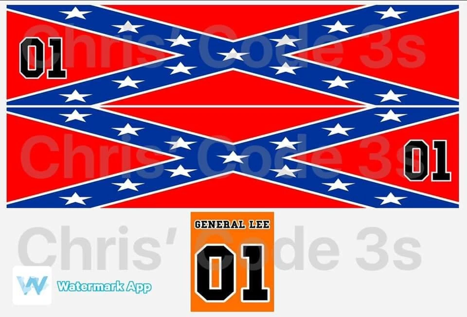 Code 3 Adhesive Vinyl Trailer Decals - General Lee - 1/50 1/64 1/76 1/87 1/148 - Image 1 of 1