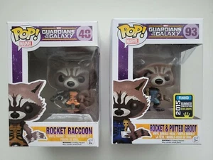 Funko Pop! MARVEL ROCKET RACCOON bundle SDCC Rocket & potted Groot #93 + #48 - Picture 1 of 6