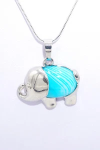 Cadena de Plata Colgante Elefante Ágata Azul - Imagen 1 de 4