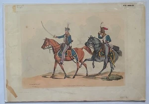 H.T. Alken (English 1785-1851) Hand Colored Etching paper 1820 Cavalry Hussars - Picture 1 of 6