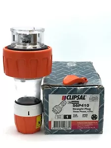 CLIPSAL Straight Plug 56P410 Three Phase 4 Pin 10A 500V 50Hz IP66 Electic Orange - Picture 1 of 8