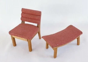 Stuhl und Hocker Rülke Sitzgruppe Puppenstube Holz Möbel Wohnzimmer 50 er J. - Bild 1 von 8