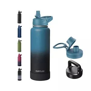 40oz Insulated Water Bottle with Straw, Stainless Steel Metal Vacuum Water Fl... - Picture 1 of 7