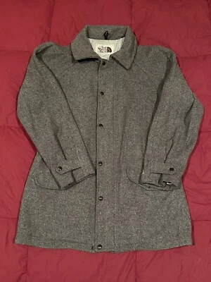 The North Face Overcoat Peacoat - Grey Wool -Made in USA Vintage Brown label TNF - Image 1 of 4