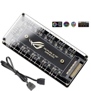 5V 3 pin ARGB RGBW Cable for ASUS RGB 10Hub Splitter Strip Adapter PC Fan Cooler - Picture 1 of 10