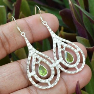 Natural Peridot Earring, 925 Sterling Silver, Women's Earrings, Anniversary Gift - Picture 1 of 4