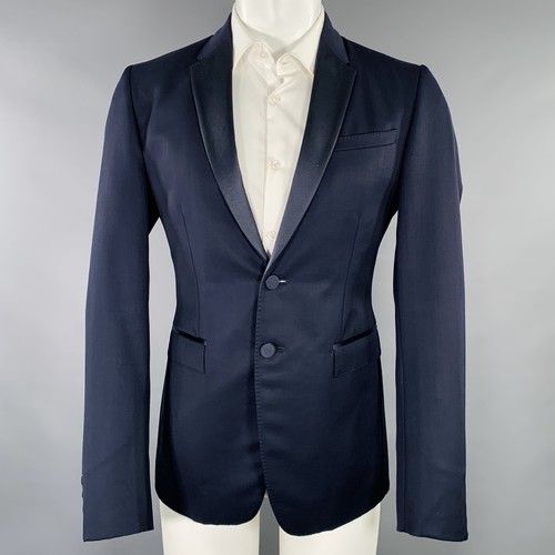 Cappotto sportivo smoking lana vergine blu navy BURBERRY PRORSUM taglia 40