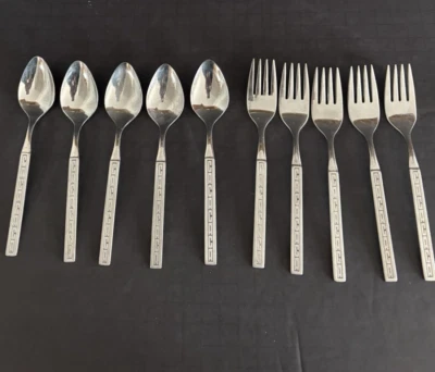 CONTINENTAL AIRLINES Oneida Stainless Flatware CACACACA ~ 5  Spoons and 5 Forks - Image 1 of 4