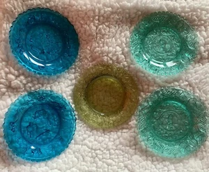 Vtg Lot 5 Mini 3" Plates Henry Clay Wedding Day 3Week Eagle Green Blue Yellow - Picture 1 of 12