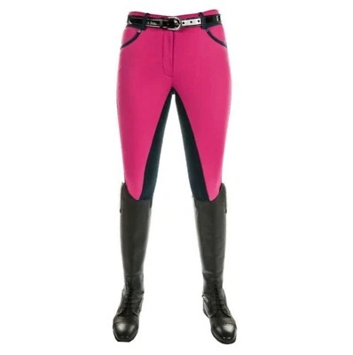 HKM Pantaloni equitazione Lauria Garrelli Polo Classic Stripe, rosa-blu, completi