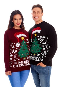 Unisex Navidad Jumper Novedad Hadas Retro Nieve Hombres Mujeres Santa Navidad Suéter - Imagen 1 de 7