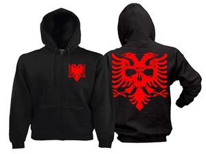 Giacca Albania Shqipëria felpa con cappuccio kosovo teschio ossa - Foto 1 di 4