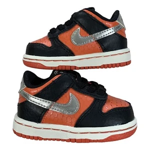 Nike Dunk Low TD Baby Martian Black Metallic Silver Orange White Sneaker Size 3C - Picture 1 of 6