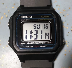 CASIO W-217H MODULE 3454 ALL BLACK w/DIGITAL DISPLAY WATCH NEW BATTERY - Picture 1 of 17