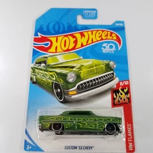 Hot Wheels Custom '53 Chevy Green 2018 #350/365 Flames #8/10 New on Card - Bild 1 von 8