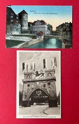 2 x AK HANNOVER 1924 Leine und Beguinenturm und Tor  ( 135349 - Bild 1 von 2