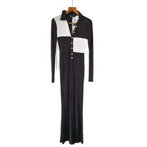 MOTEL Jumpsuit Womens UK 10 Salish Crepe Black White Long Sleeve BNWT RRP £56 - Picture 1 of 10