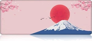 Large Gaming Mouse Pad with Non-Slip Base, Stitched Edge, Fuji Sakura Design - Picture 1 of 4