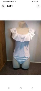 Women's Off The Shoulders White One Piece Swimsuit Size Small  Cute! New! - Picture 1 of 1