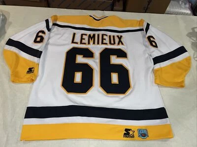 Camiseta deportiva para hombre Pittsburgh Penguins MARIO LEMIEUX cosida STARTER XL blanca limpia de colección Foto 1 de 4