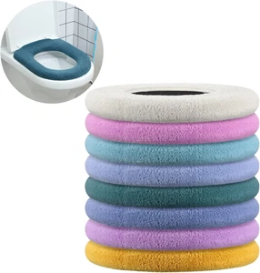 Kingdder 8-tlg. WC-Sitzbezug waschbar für Badezimmer länglicher Toilettensitz Cus - Bild 1 von 11