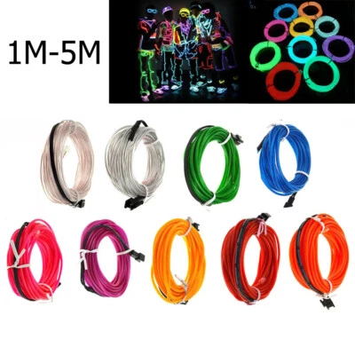 1m-5m El Wire String Light Diy Led Outdoor Lights Waterproof Flexible Mini Neon - Image 1 of 4