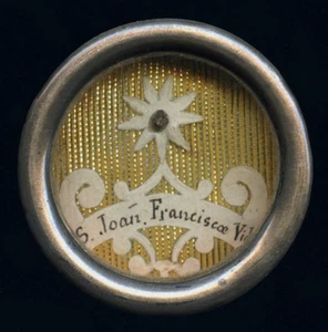 Klosterarbeit reliquie S.JOANNAE FRANCISCAE DE CHANTAL. 19.Jh. - Bild 1 von 1