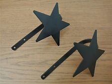 Amish handcrafted durable wrought iron STAR curtain tie backs - 1 Pair w screws