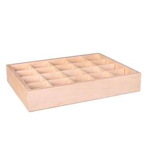 Wooden Tray Box 20 Compartment Display Storage Section Jewellery Keepsake 20-BW - Picture 1 of 9