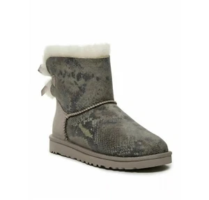 UGG Australia $160 Mini Bailey Bow Leather Boots Snake Print/ Metal US 11 W - Picture 1 of 7