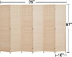 Room Divider with Natural Bamboo 4 6-Panel Folding Privacy Screen Temporary Wall