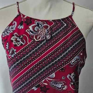 womens SOHO JEANS red NY & COMPANY floral TOP spaghetti straps TRIM size XS - Picture 1 of 7