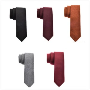 Wool Tie Knit Knitted Tie Necktie Slim Skinny Woven Fashion Men's Plain Tie - Picture 1 of 12
