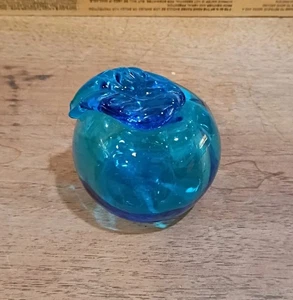 Vintage Blown Glass Blue Fruit Orange See Pics Has Crack - Picture 1 of 12