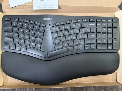Arteck HW315 Split Ergonomic 2.4G USB Wireless Keyboard & Cushioned Rest - Black - Image 1 of 4