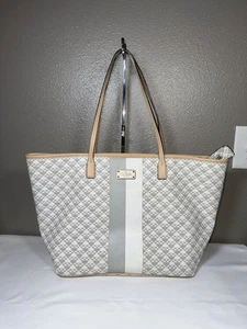 Kate Spade Margareta Penn Place grau & creme Reißverschluss oben Beuteltasche Tasche 19” x 11,25” - Bild 1 von 9