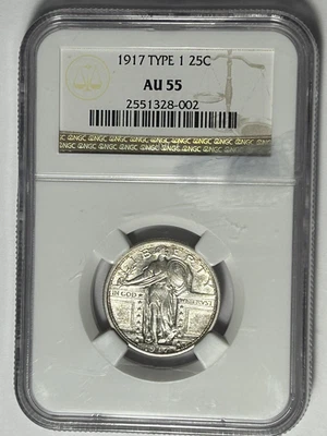 1917 TYPE 1 STANDING LIBERTY QUARTER NGC AU 55 - Image 1 of 4